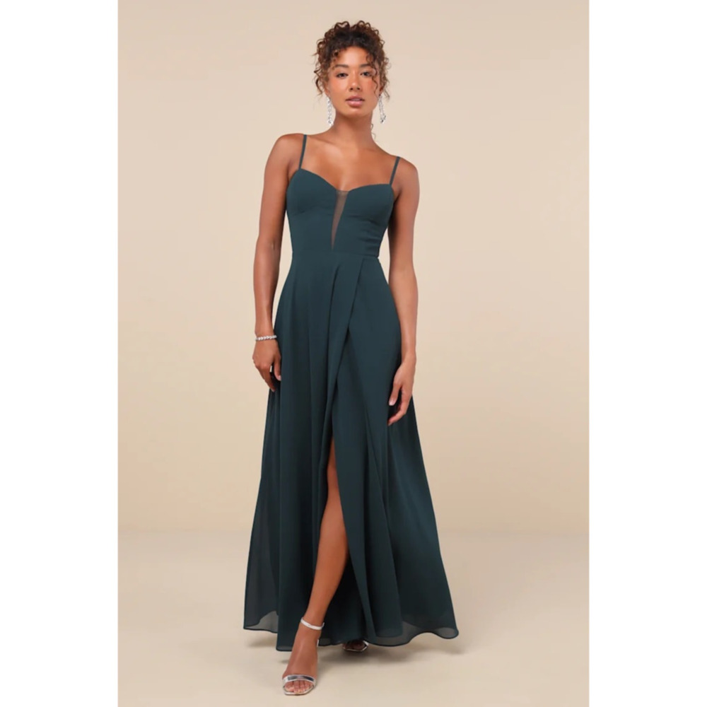 NWT Lulus Stunning Grace Emerald Green Cutout A-Line Maxi Dress Wedding Size XL